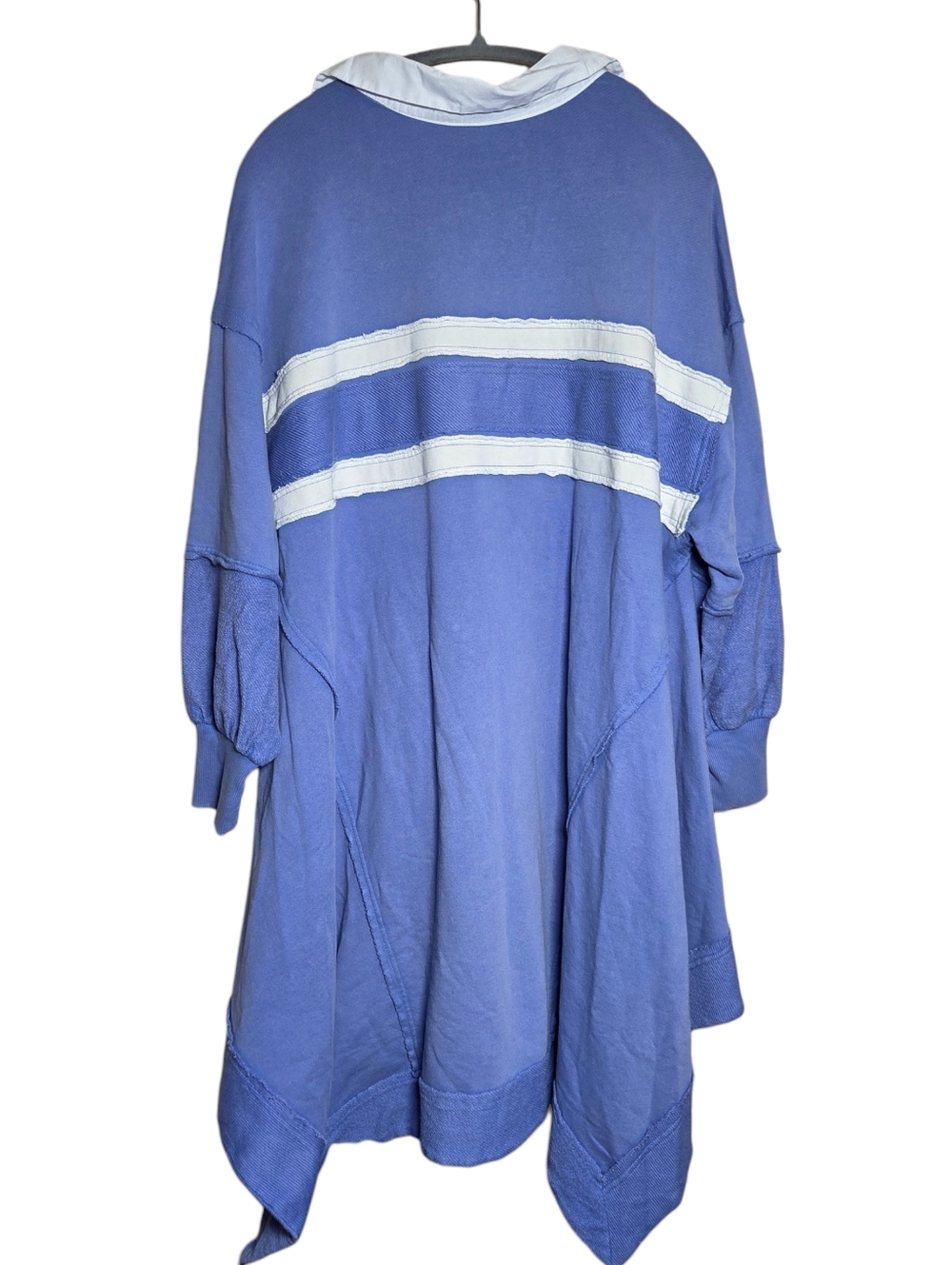 Free People Blair Sweatshirt Blue Varsity Polo Oversized Tunic XS NWT - Picture 14 of 14